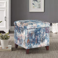 Adeco Square Ottoman With Storage Faux Linen Fabric Footstool.