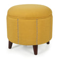 Adeco Stylish Nailhead Trim Lift Round Storage Ottoman