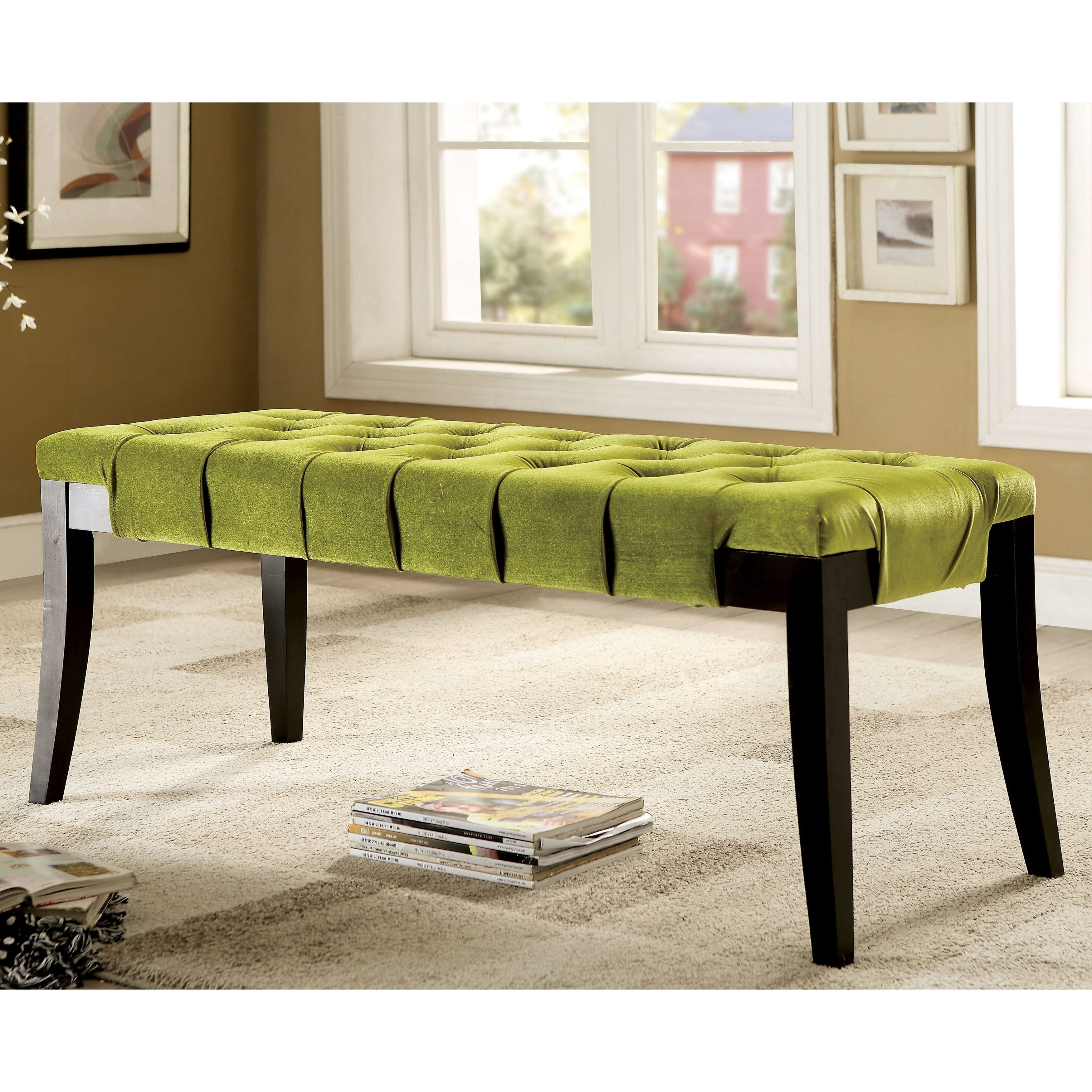 Furniture Of America Adelie Contemporary Tufted Accent Bench