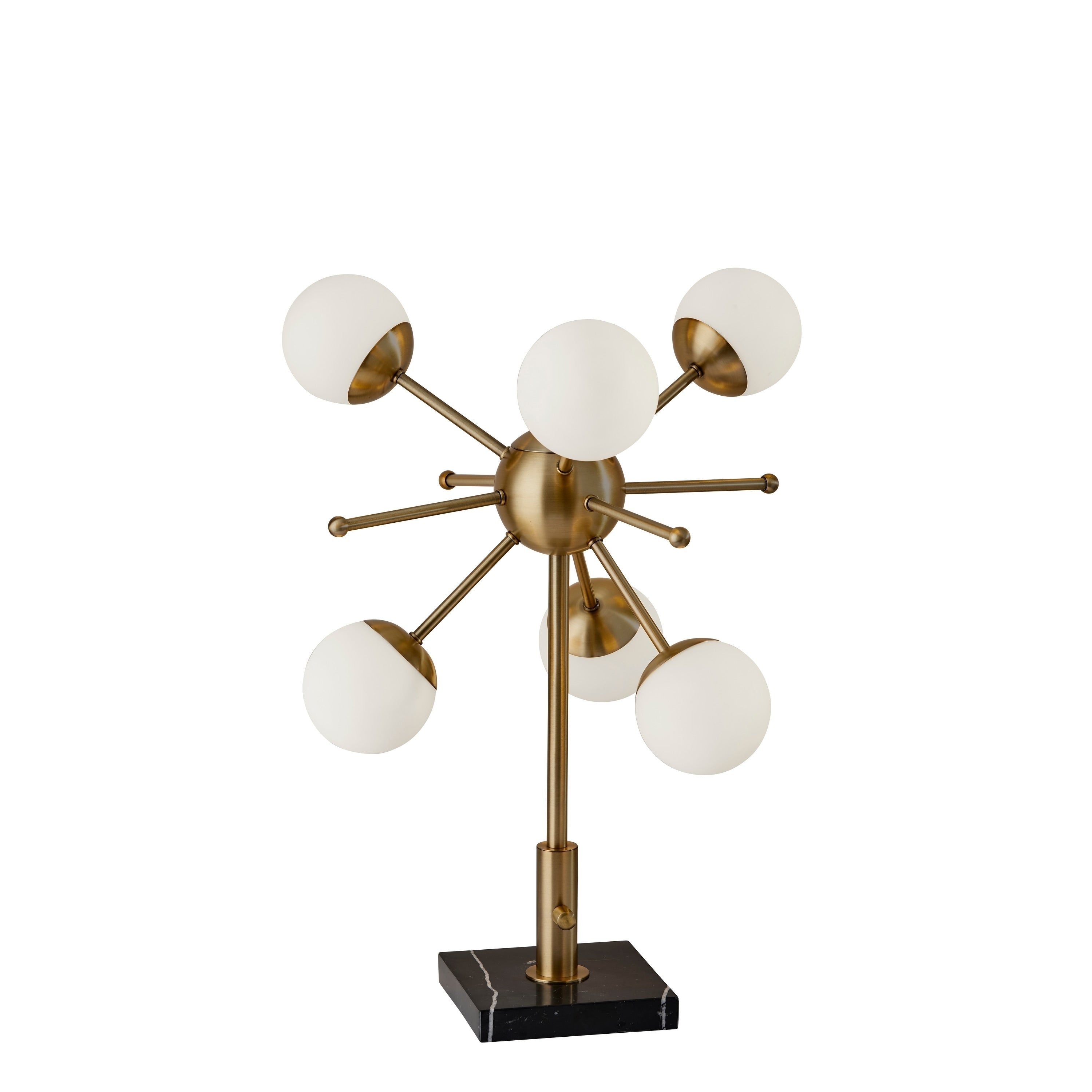 Adesso Antique Brass And Black Marble Doppler Led Table Lamp