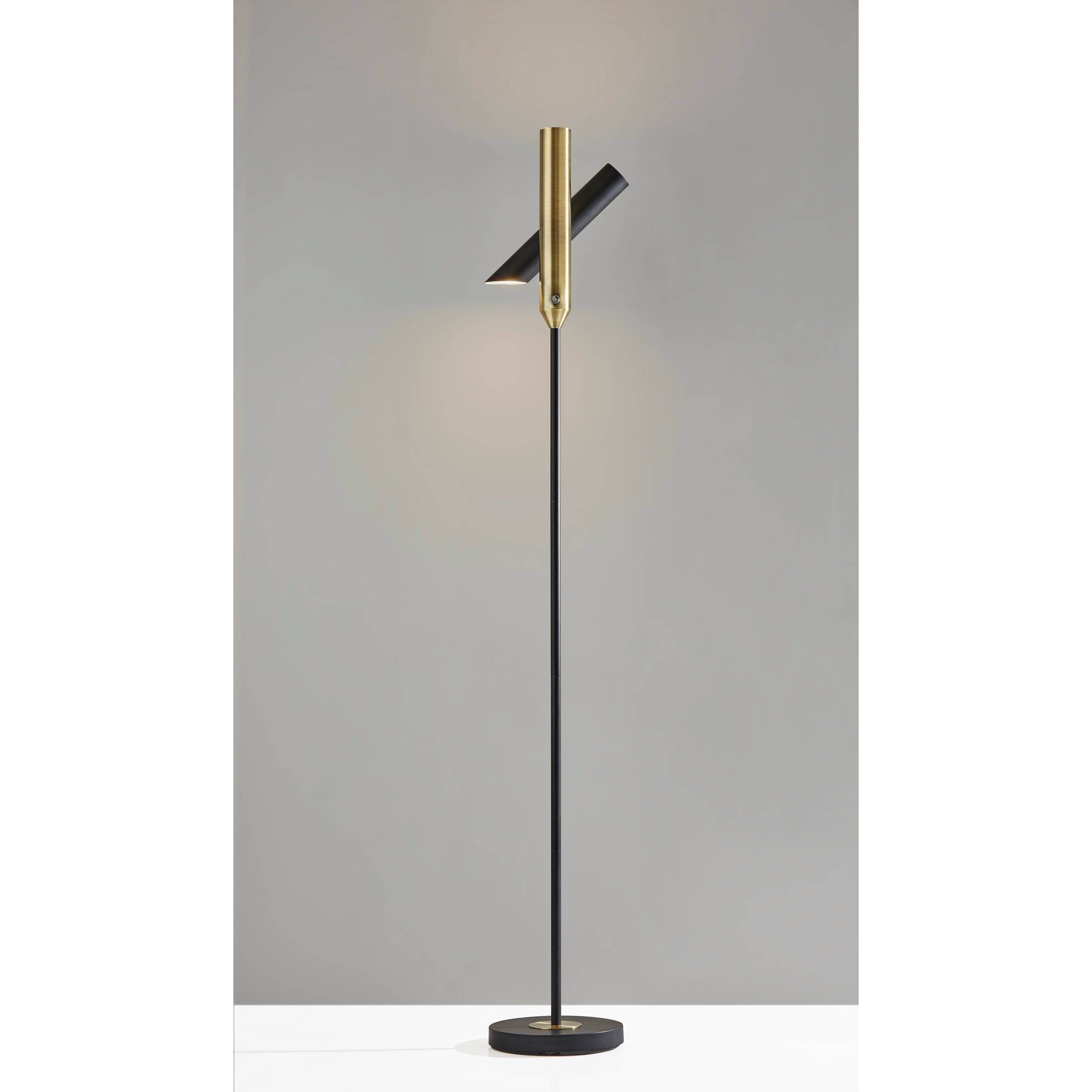 Adesso Black Antique Brass Vega Led Torchiere Lamp