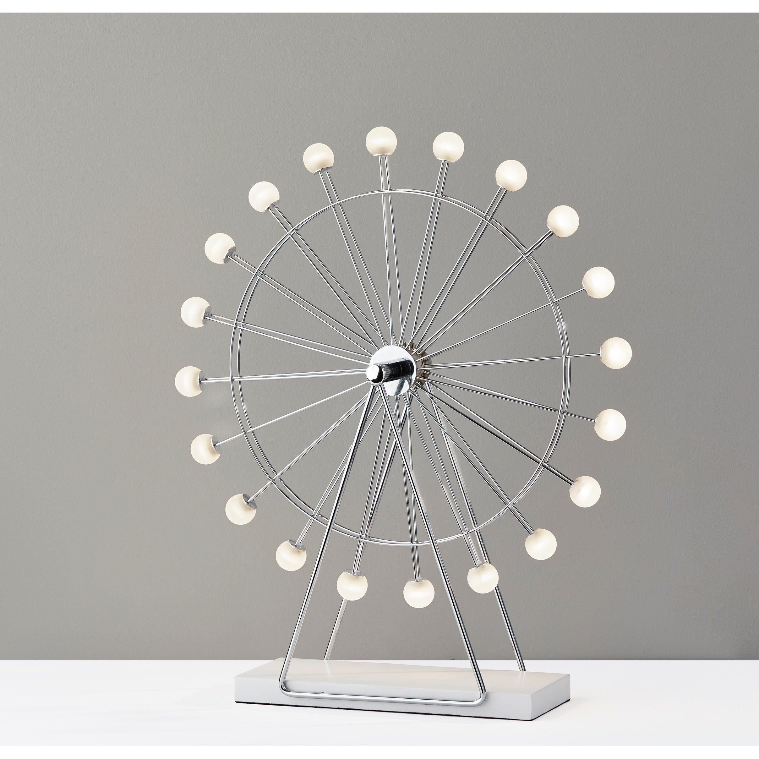 Adesso Coney Large Chrome Led Ferris Wheel Table Lamp