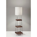 Adesso Henry Brushed Steel And Walnut Poplar Wood Shelf Floor Lamp With Adessocharge Wireless Charging Pad