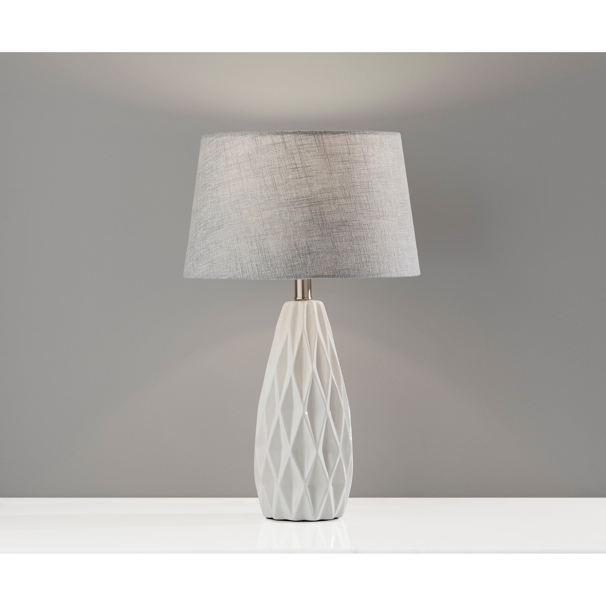 Adesso Joan Geometric White Table Lamp 2Pc Set