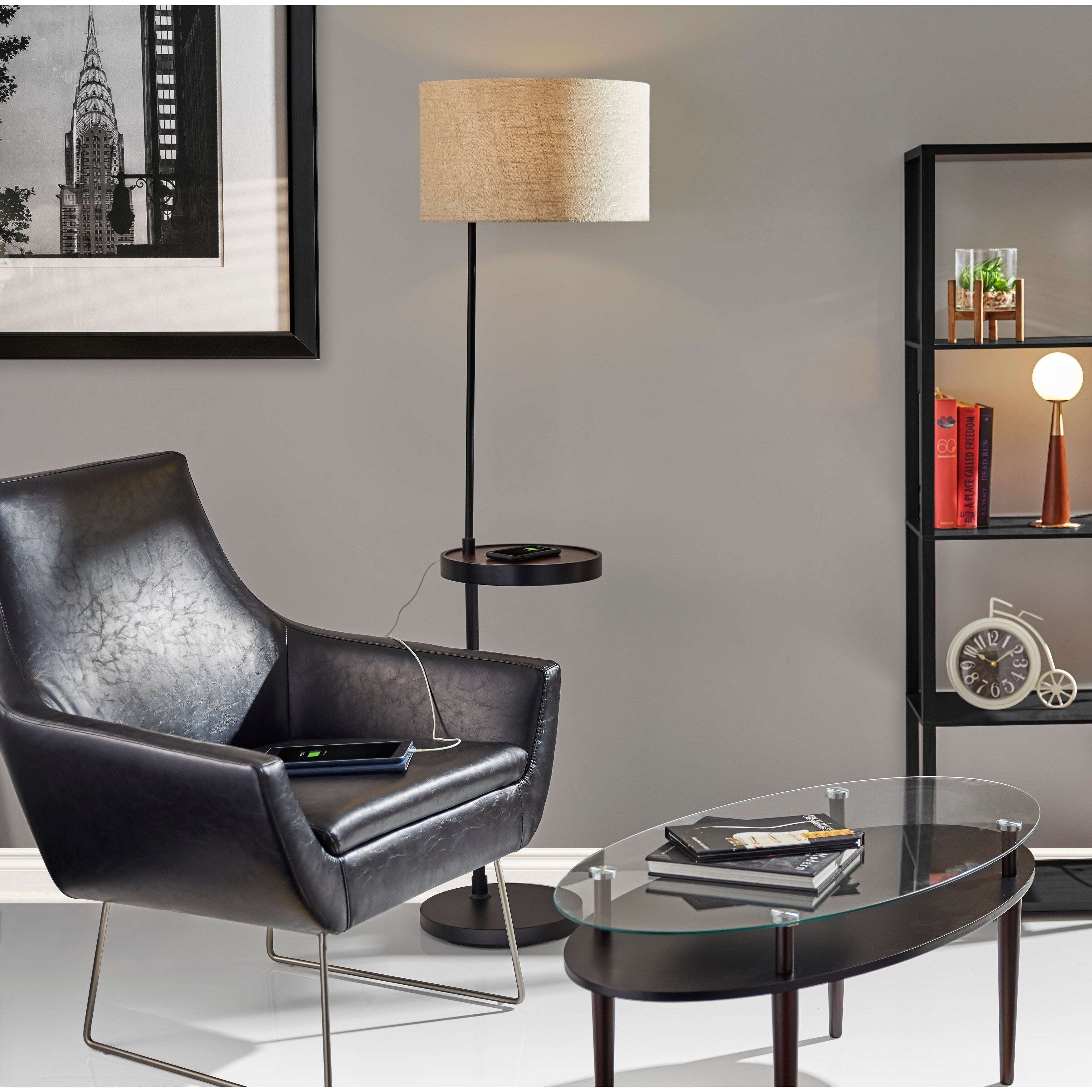Adesso Kendrick Distressed Black Or Camel Leather Chair