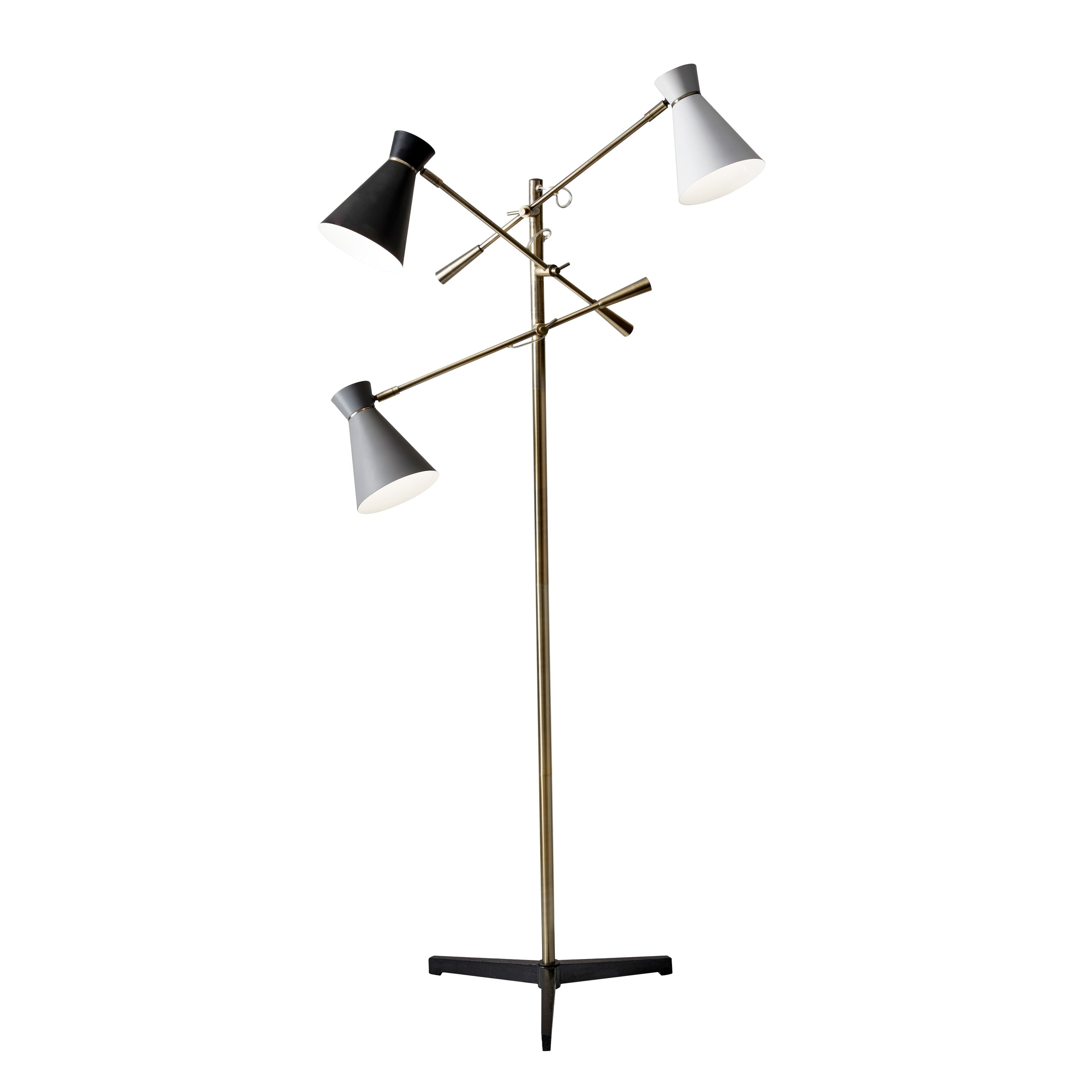 Adesso Lyle Black And Antique Brass 3 Arm Floor Lamp