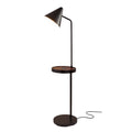 Carbon Loft Melville Matte Black And Walnut Task Shelf Floor Lamp