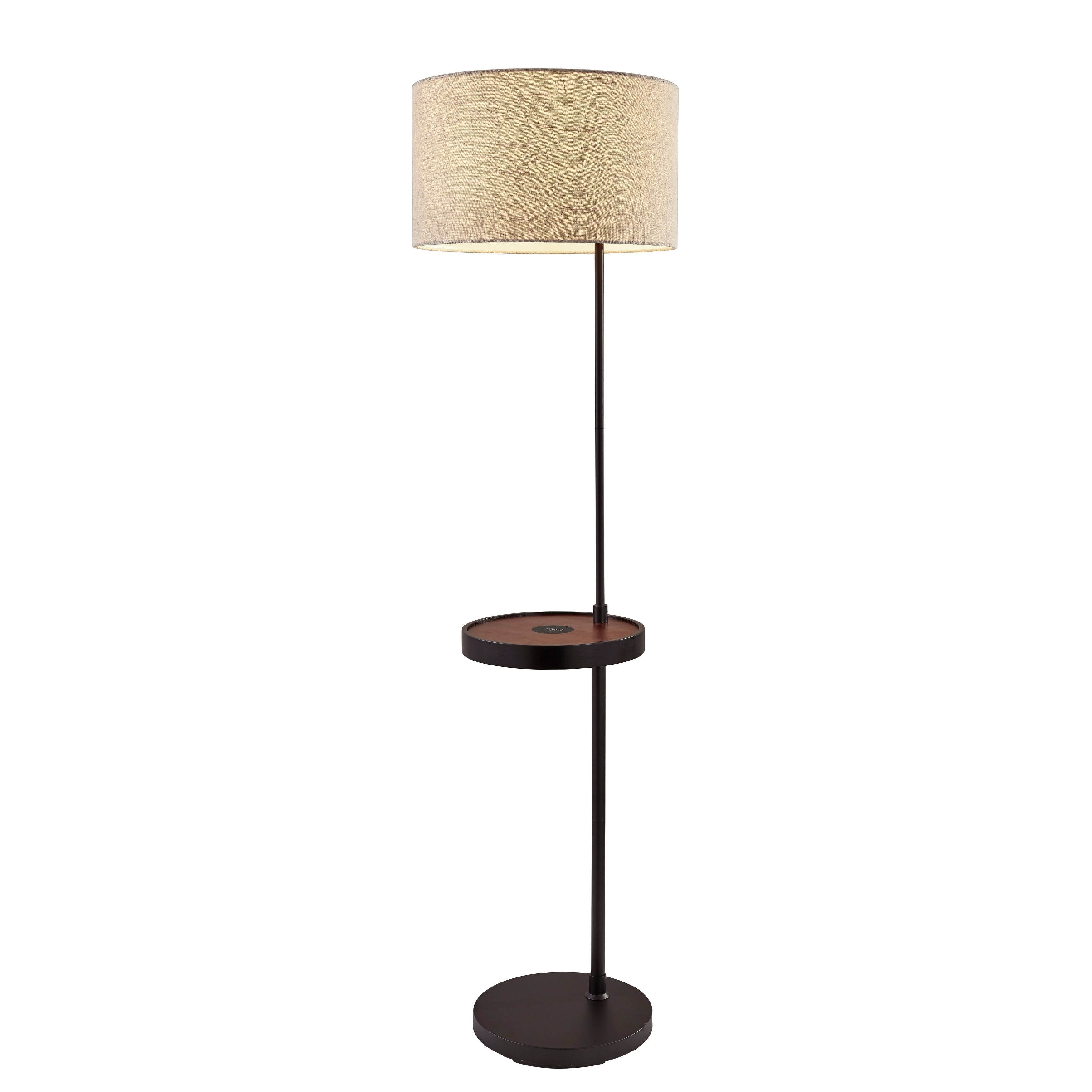 Carbon Loft Melville Matte Black And Walnut Shelf Floor Lamp