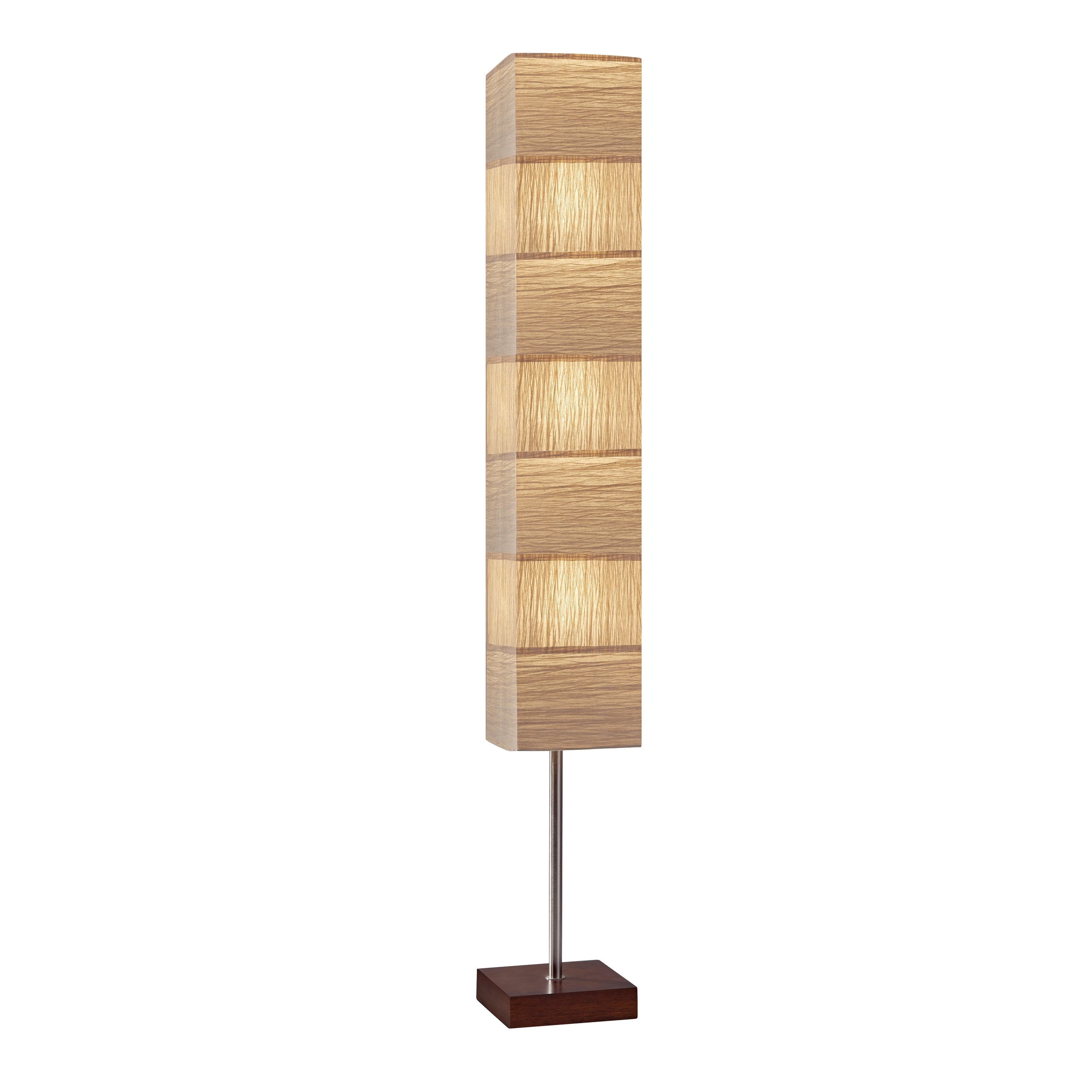 Adesso Sahara Brushed Steel And Walnut Rubberwood Tall Floorchiere