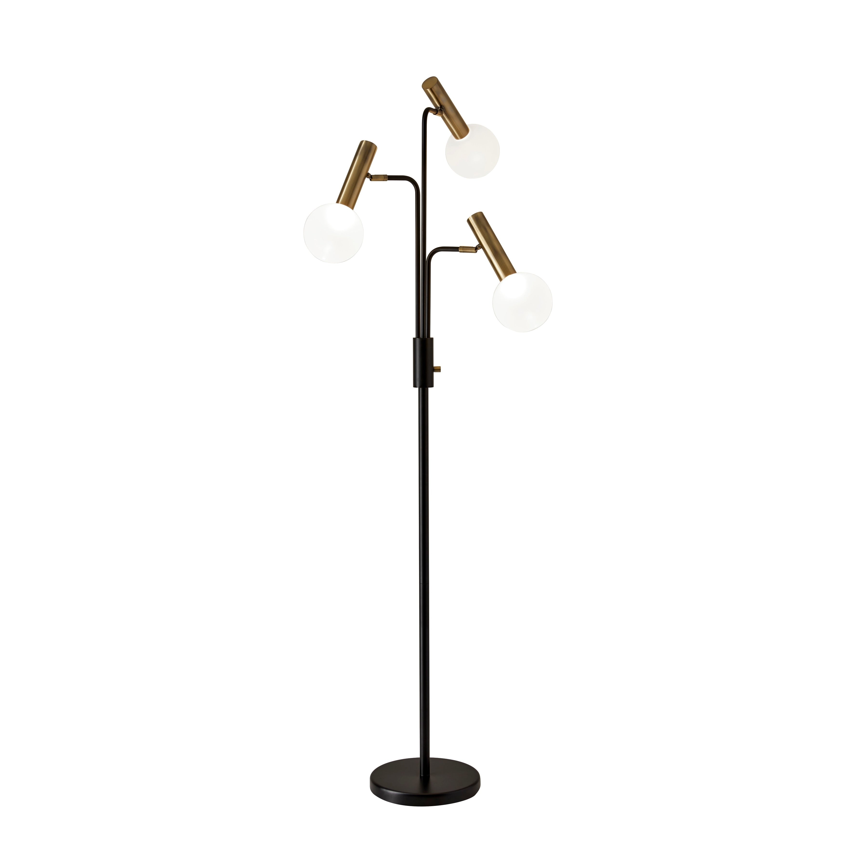 Adesso Sinclair Black And Antique Brass Led 3 Arm Floor Lamp