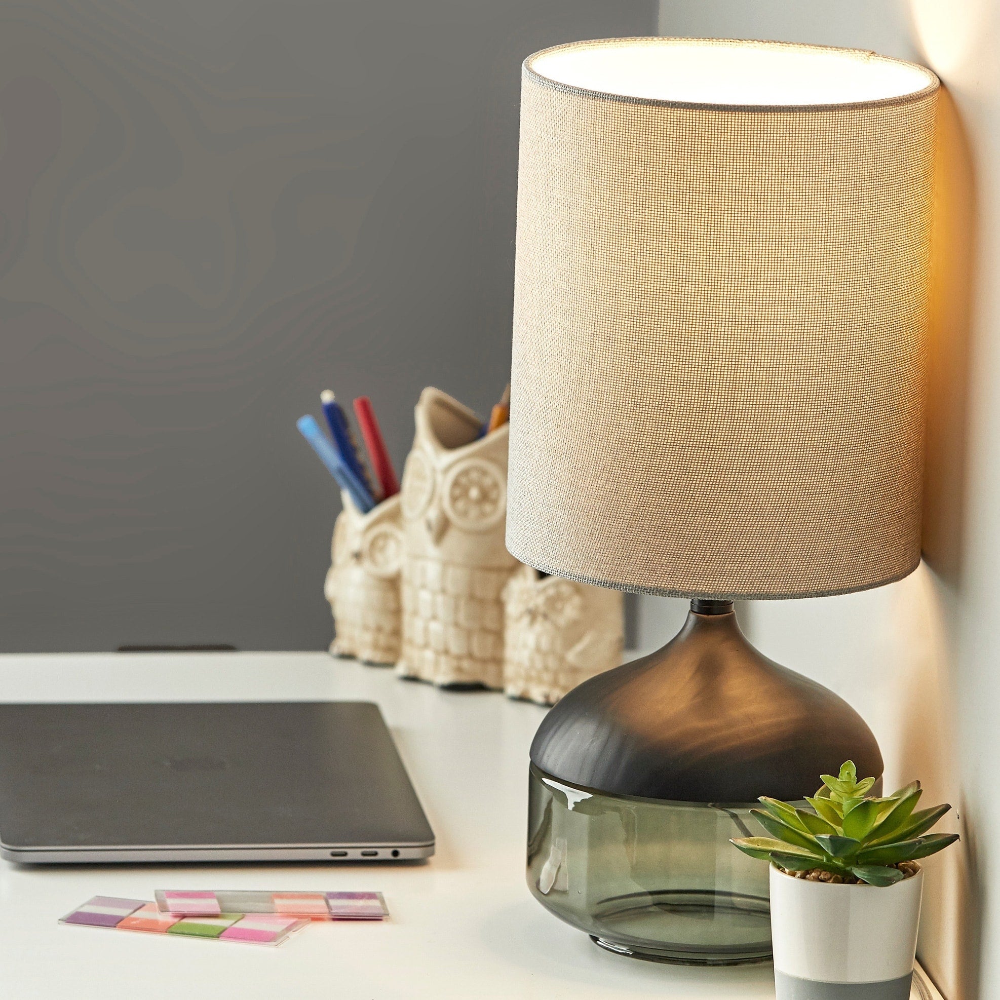 Porch Den Foxglove Smoked Glass Table Lamp