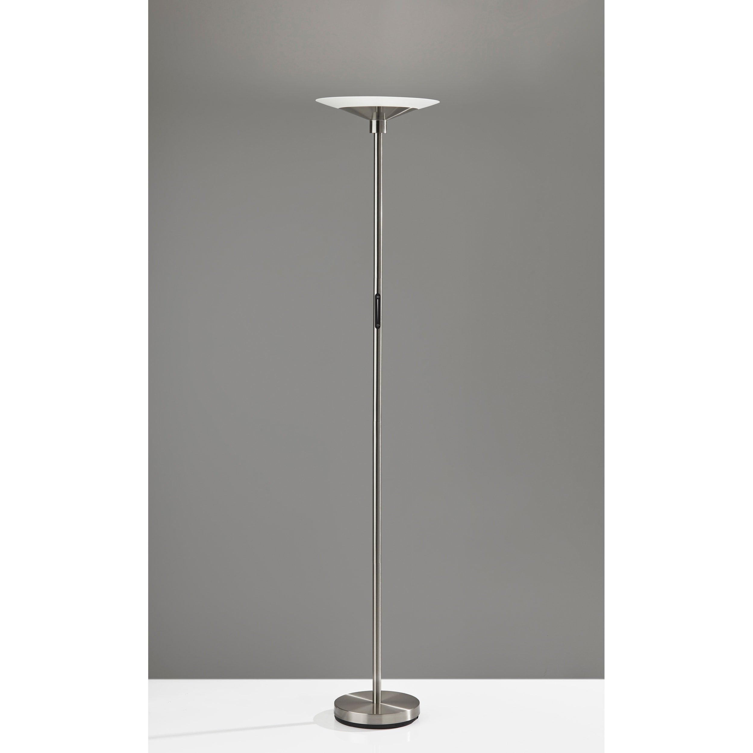 Adesso Solar Brushed Steel Led Torchiere