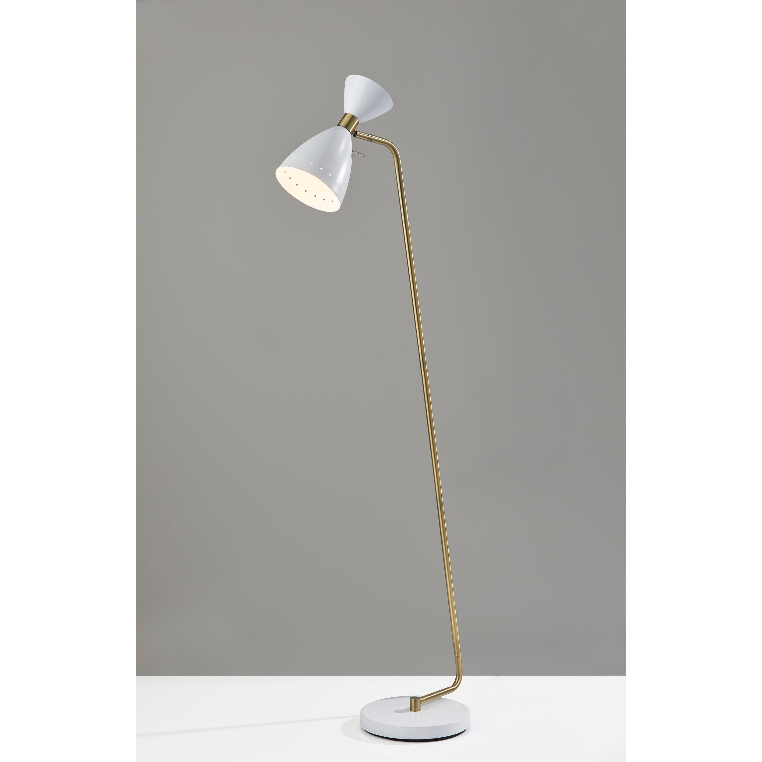 Adesso White Antique Brass Oscar Floor Lamp