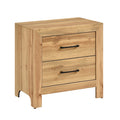 Adia Nightstand 2 Drawer With Black Nickel Handles Natural Brown