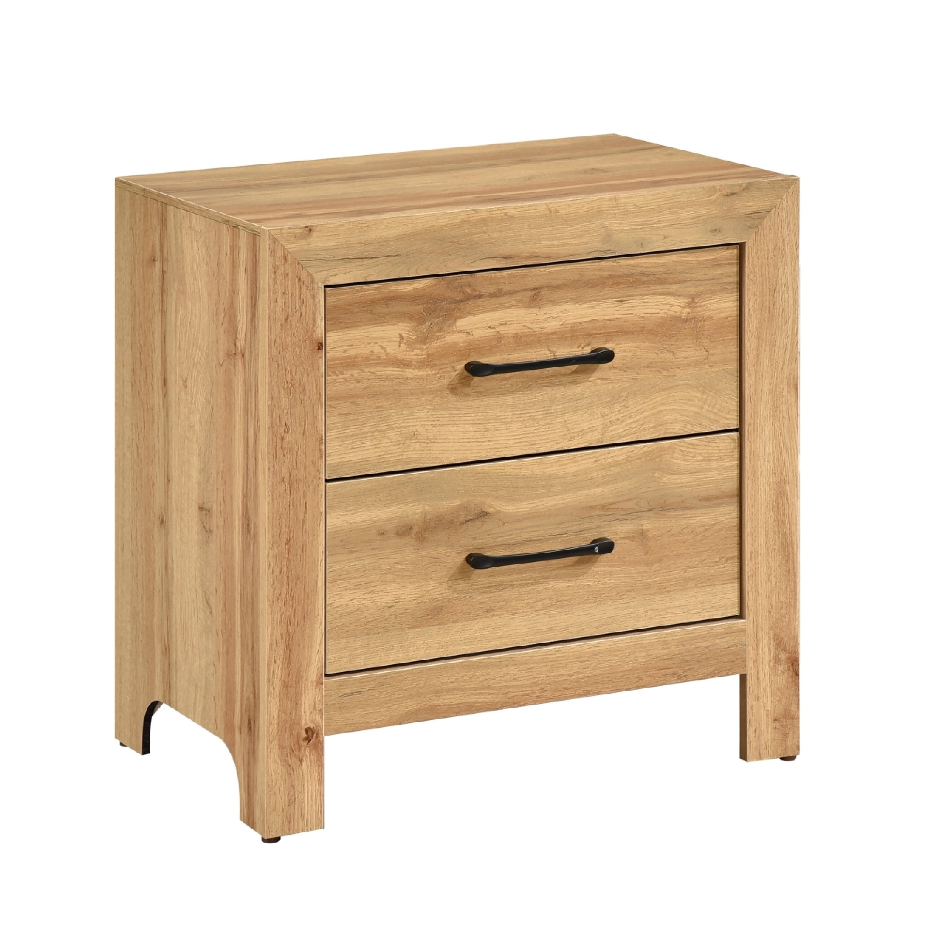 Adia Nightstand 2 Drawer With Black Nickel Handles Natural Brown
