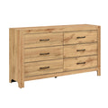 Adia Wide Dresser 6 Drawers With Black Nickel Handles Natural Brown