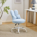 Adjustable Bow Teddy Fabric Bunny Ear Swivel Accent Chair Office Chair For Home Office Vanity N A