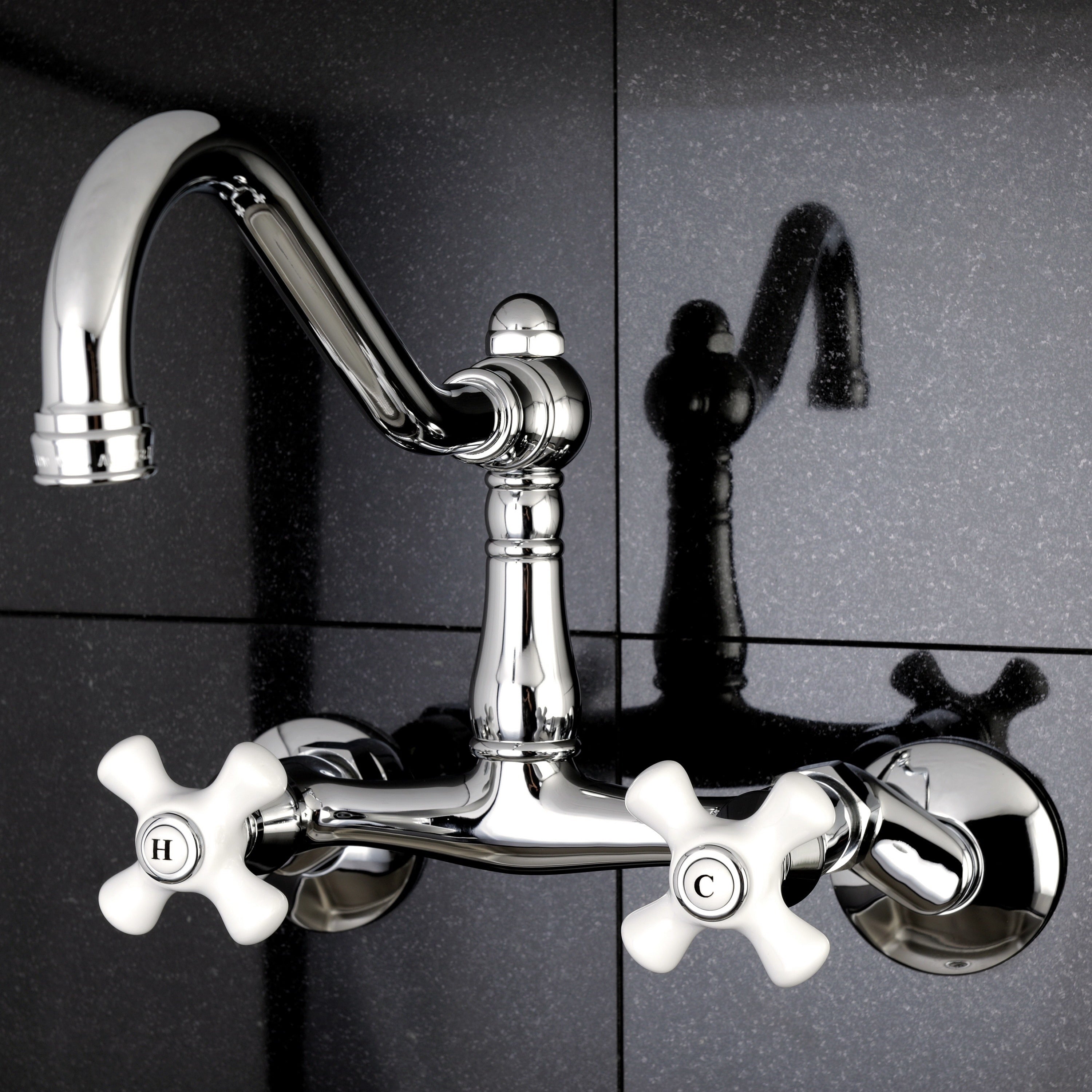 Adjustable Chrome Wallmount Kitchen Faucet
