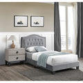 Adjustable Headboard 3Pc Set Bed 2X Nightstand Gray Finish