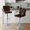 Adjustable Height Bar Stools Set Of 2 Modern Square Tufted Upholstered Bar Chairs With Footrest