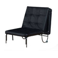 Adjustable Metal Futon With Faux Leather Upholstered Tufted Details And Casters Black