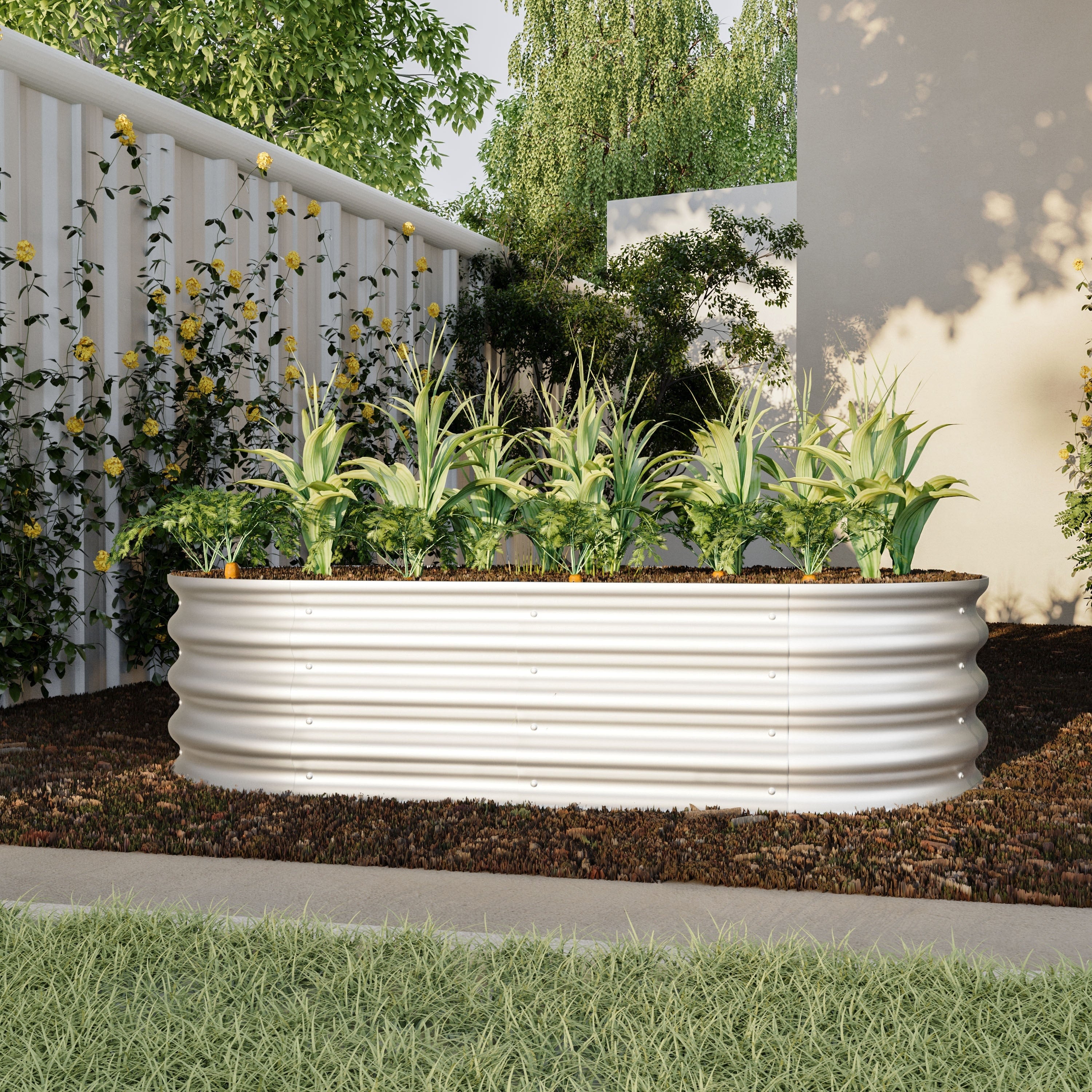 Adjustable Outdoor Metal Raised Garden Planter Bed With Open Bottom