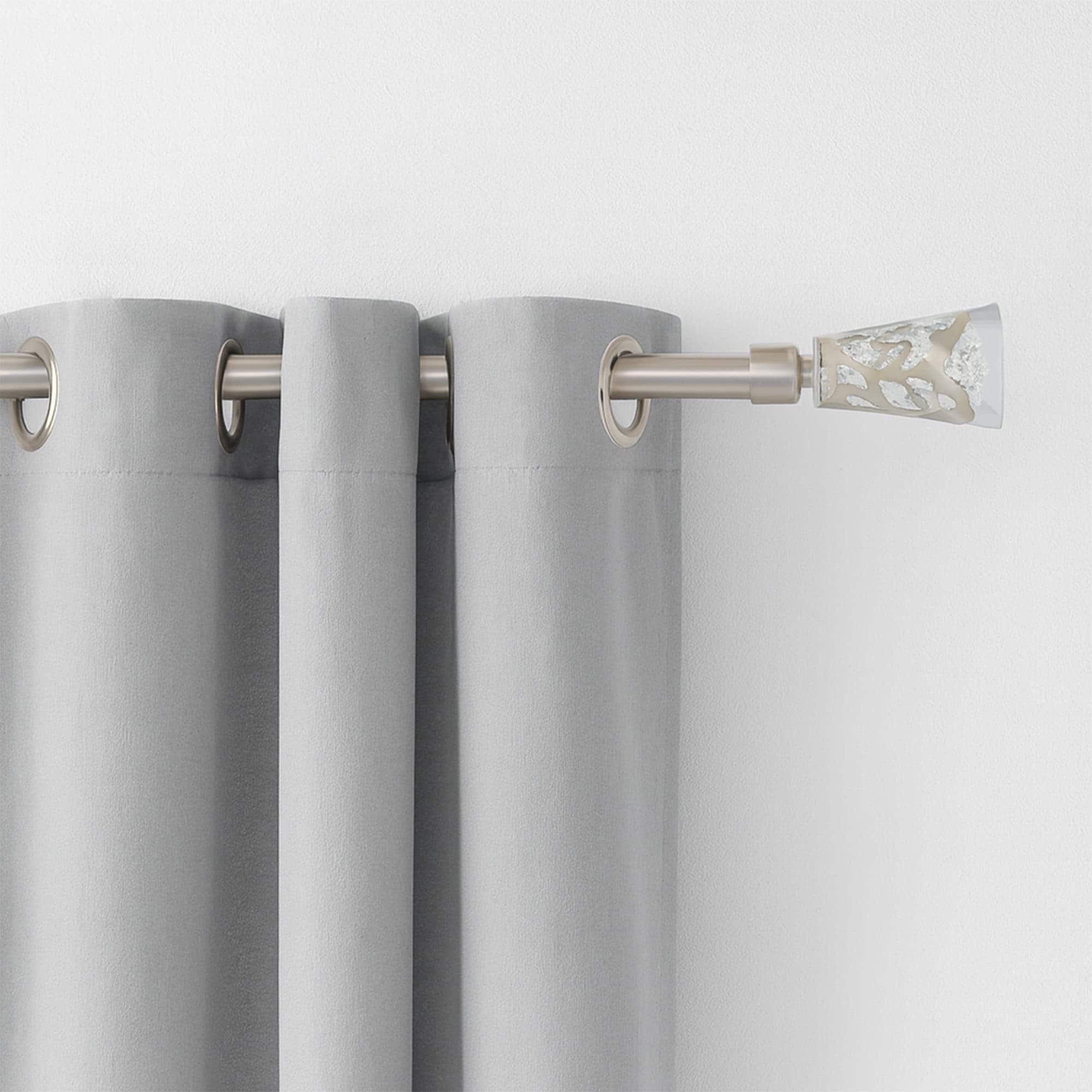 Extendable Curtain Rod Set 53 To 82 L Diam 0.75 Inches Luxury Finial