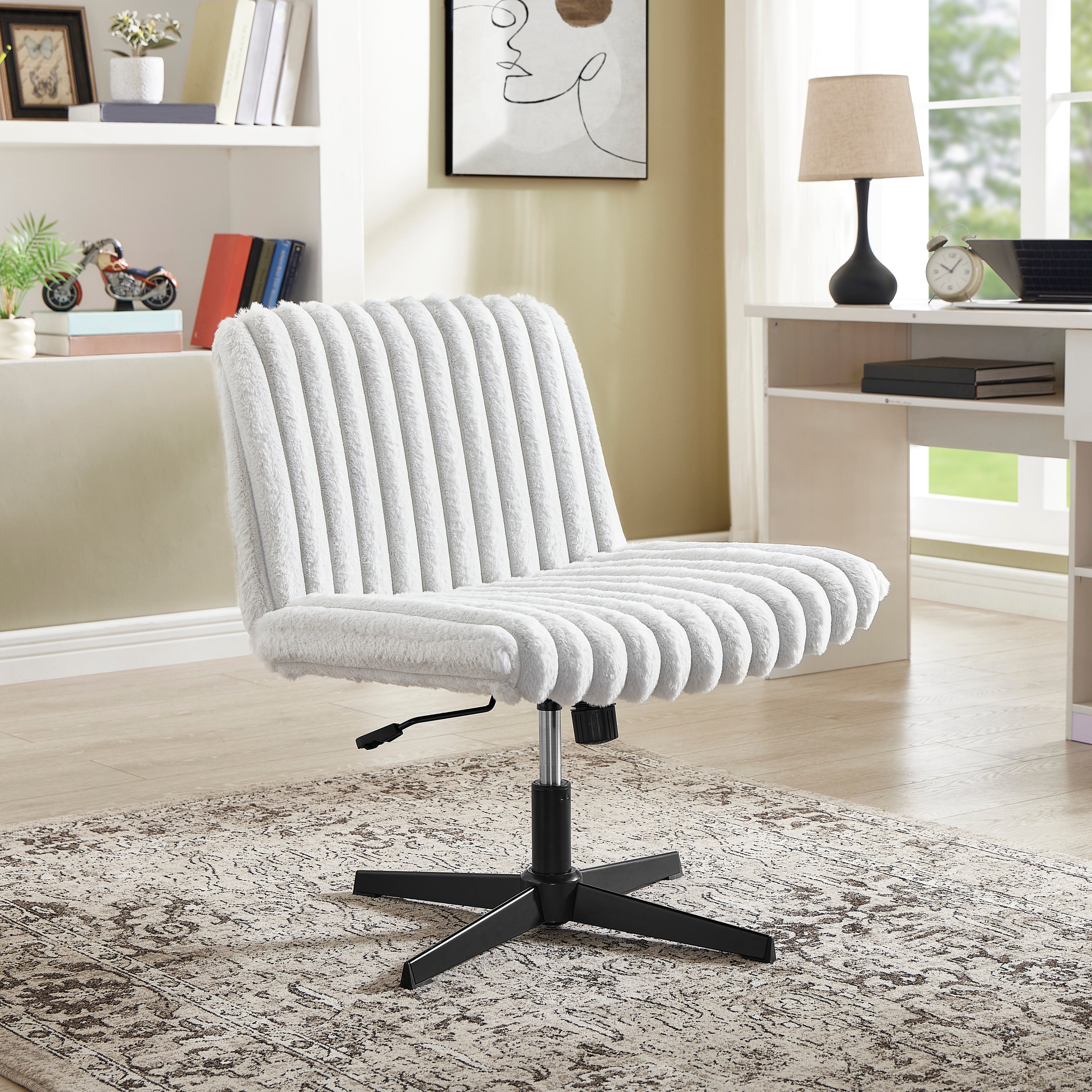 Adjustable Swivel Criss Cross Chair Wide Seat Office Chair Vanity Chair
