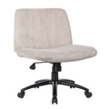 Adjustable Swivel Task Chair On Caster Wheels Beige Corduroy Armless