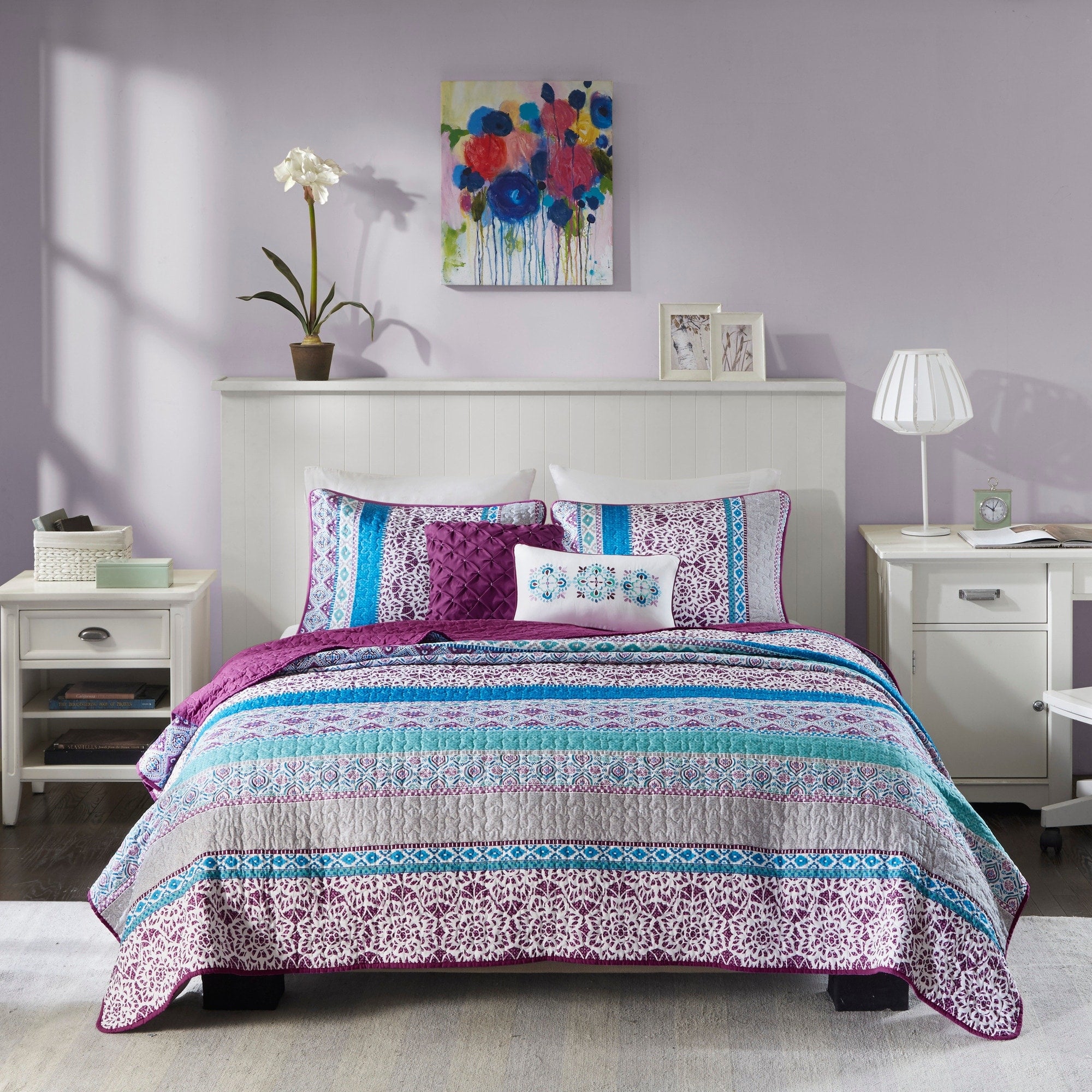 Intelligent Design Adley Purple 5 Piece Coverlet Set