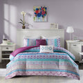 Intelligent Design Adley Purple Printed 5 Piece Comforter Set