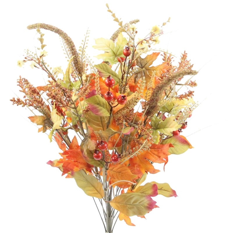 Abn3B004 Orgn Mix Artificial Autumn Flowers Orange Green Mix Orange
