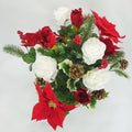Artificial Winter Frost Seasonal Mixed Bush Holiday Red Cream Abn4B008 Rd Cm