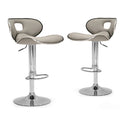 Adria White Black Grey Chrome Frame Adjustable Height Swivel Bar Stools With Faux Leather Seating Set Of 2