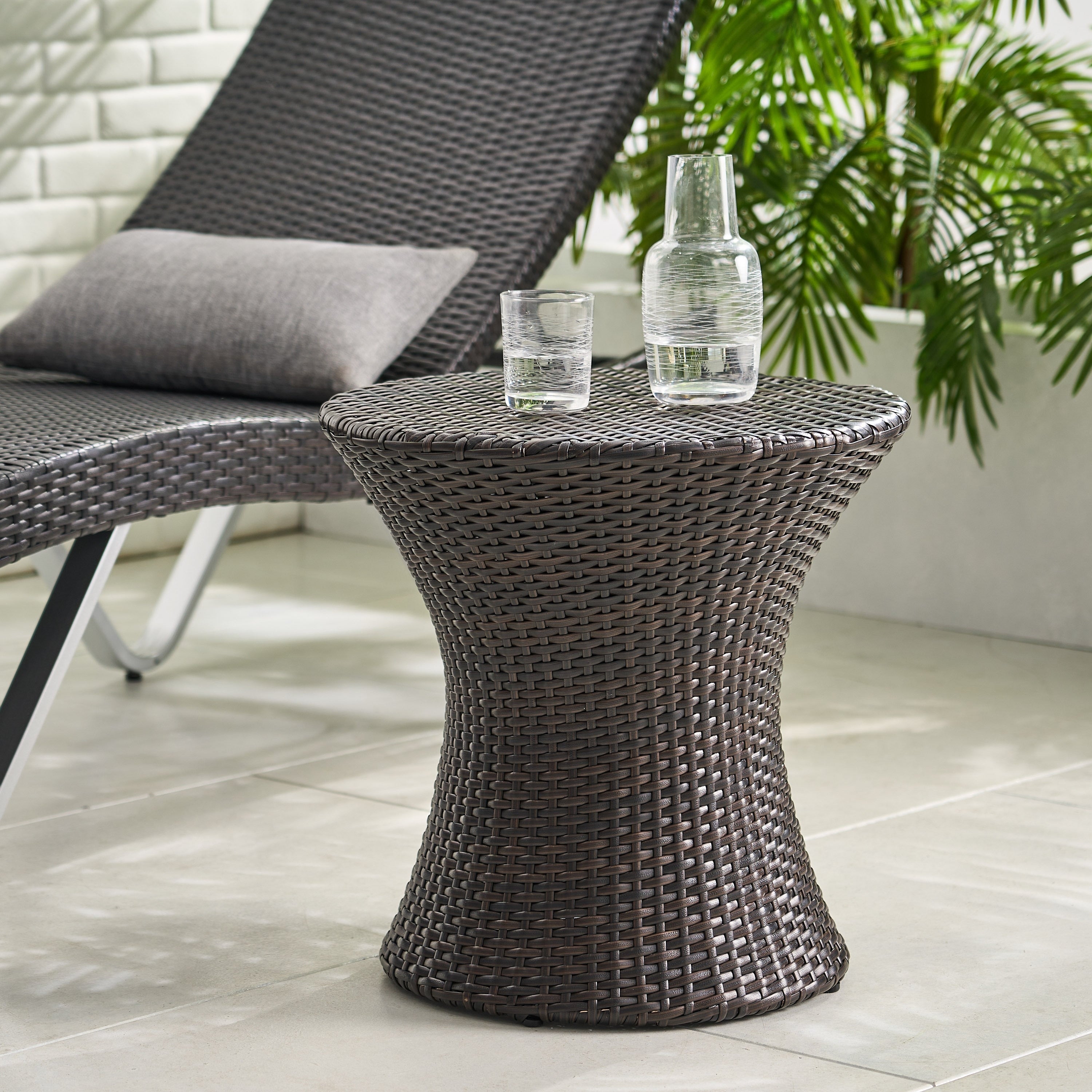 Adriana Pe Wicker Outdoor Side Table By Christopher Knight Home