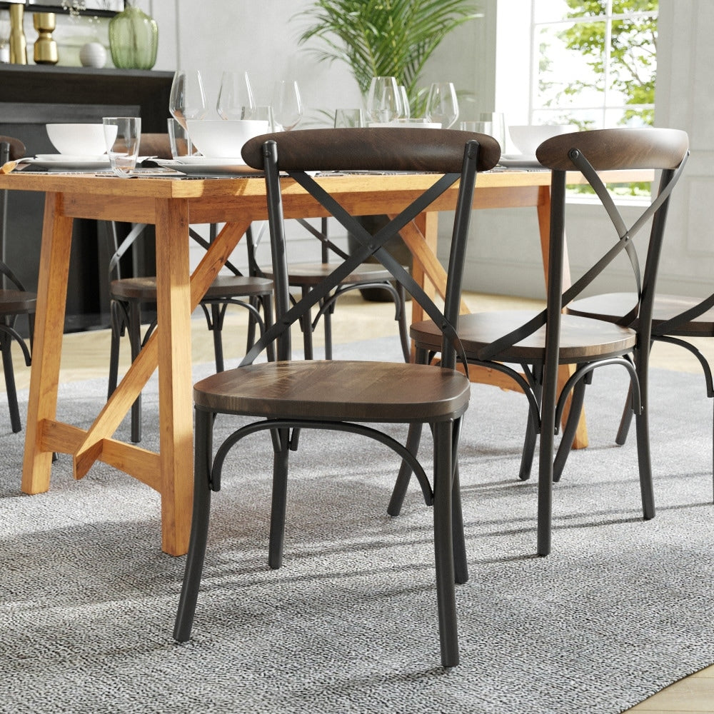 X Back Chair W Metal Bracing
