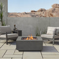 Aegean Square Gas Fire Table In Weathered Slate 36 L X 36 W X 15.25 H