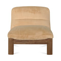 Aero Accent Chair Armless Solid Rubber Wood Frame Tufted Foldover Edge Plush Faux Fur Beige