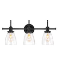 Aester Matte Black 3 Light Cone Glass Shade Wall Sconce