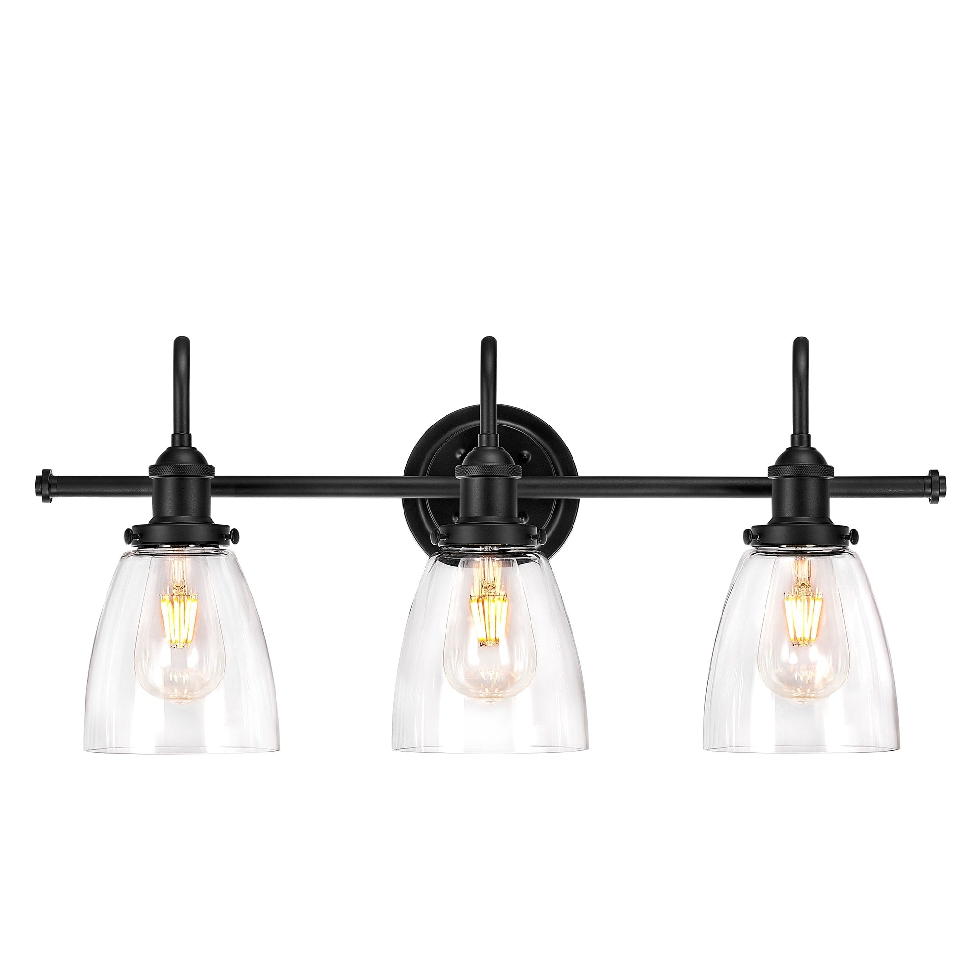 Aester Matte Black 3 Light Cone Glass Shade Wall Sconce