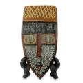 African Beaded Wood Mask Elavanyo Ghana Brown Black