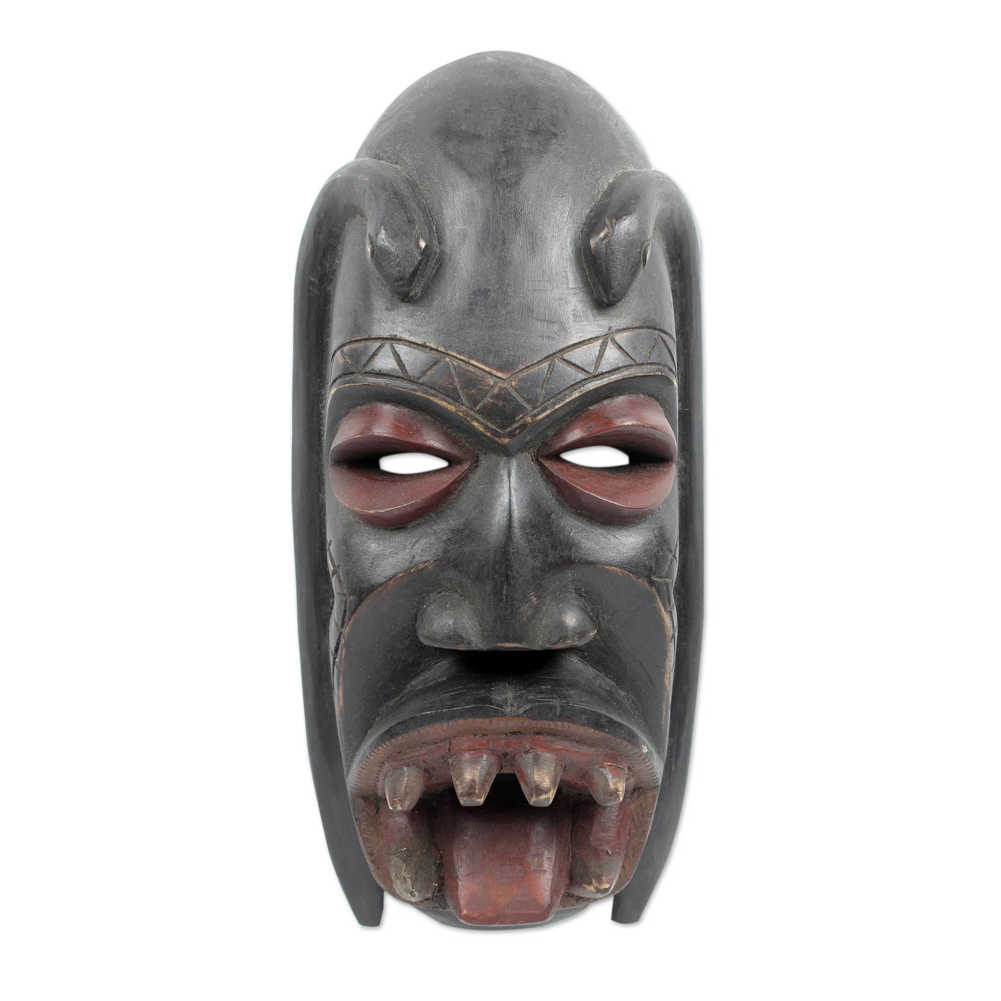 African Wood Mask Danyi Ghana Black
