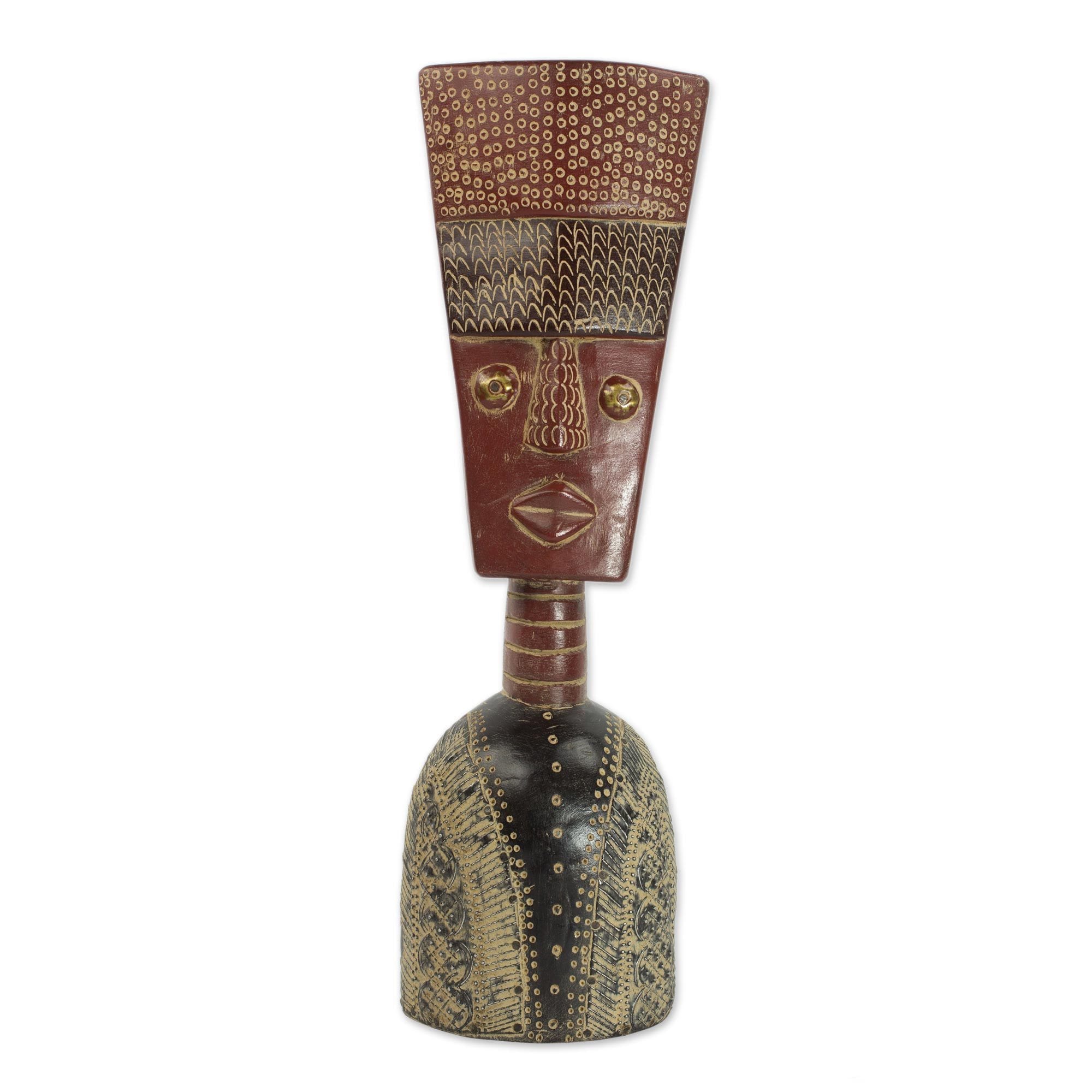 African Wood Sculpture Fortune Mask Ghana
