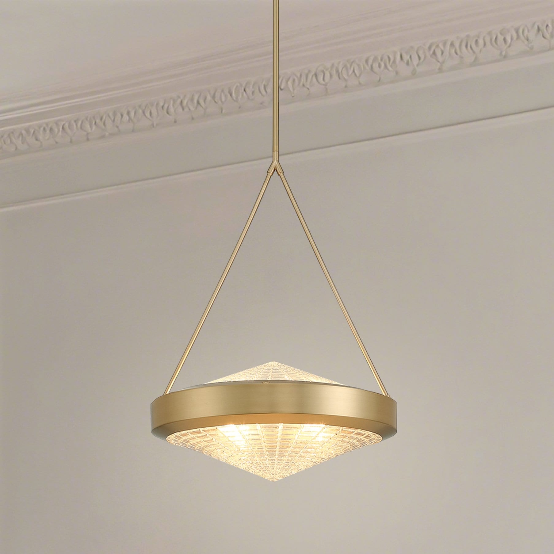 Agate 20 Inch 4 Light Champagne Gold Pendant Light With Clear Holophane Glass Shade