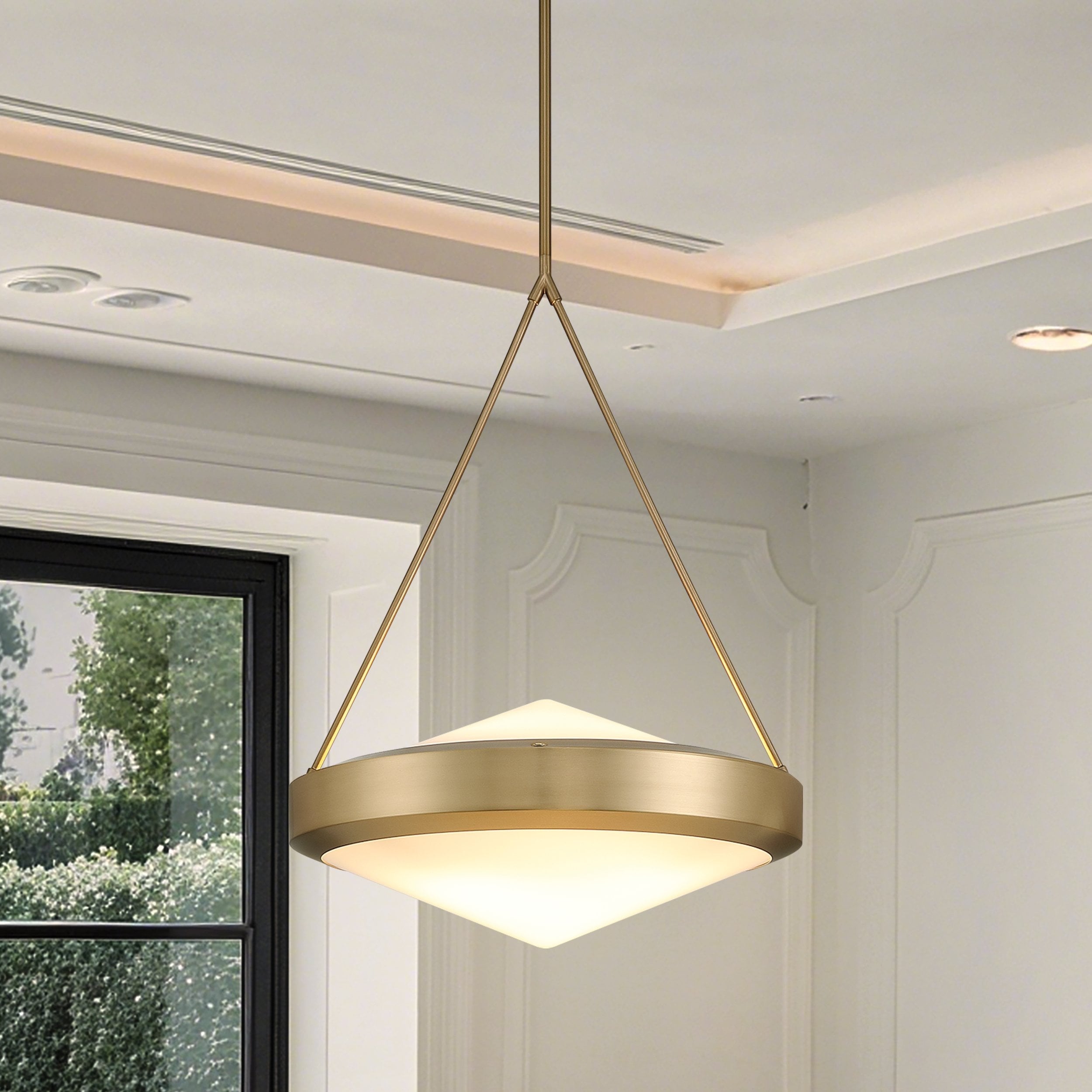 Agate 20 Inch 4 Light Champagne Gold Pendant Light With Opal Glass Shade