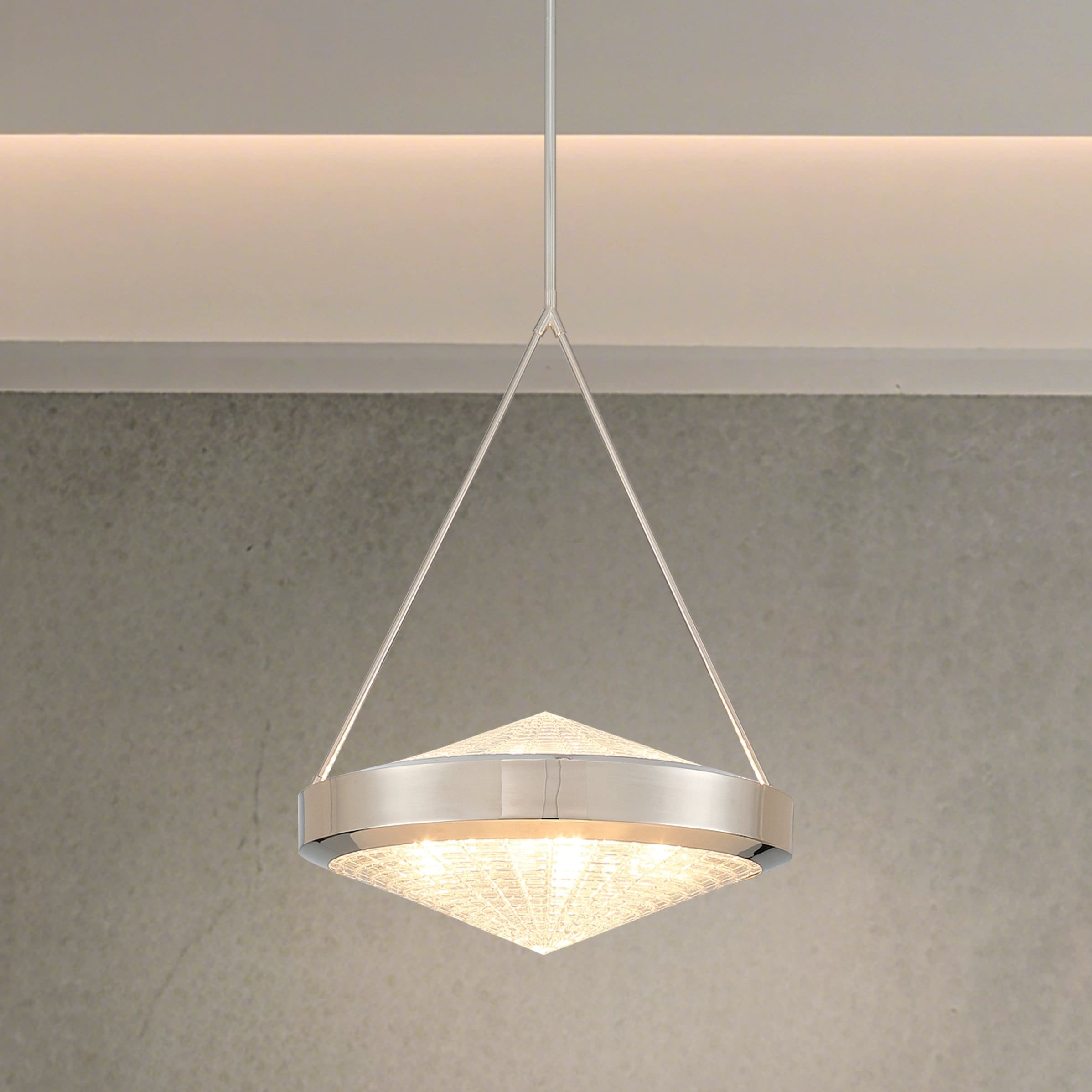Agate 20 Inch 4 Light Polished Nickel Pendant Light With Clear Holophane Glass Shade