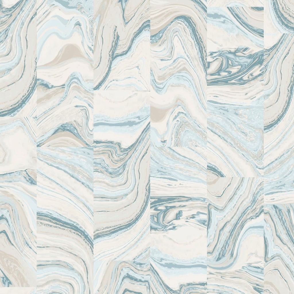 Agate Tile Wallpaper Marble In Blue Blue Green Turquoise Cream Tidewater
