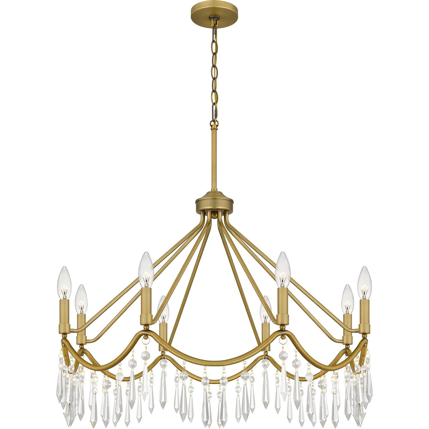 Aged Brass Eight Light Chandelier From The Airedale Collection