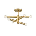 Aged Brass Modern 6 Light Semi Flush Sputnik Ceiling Light