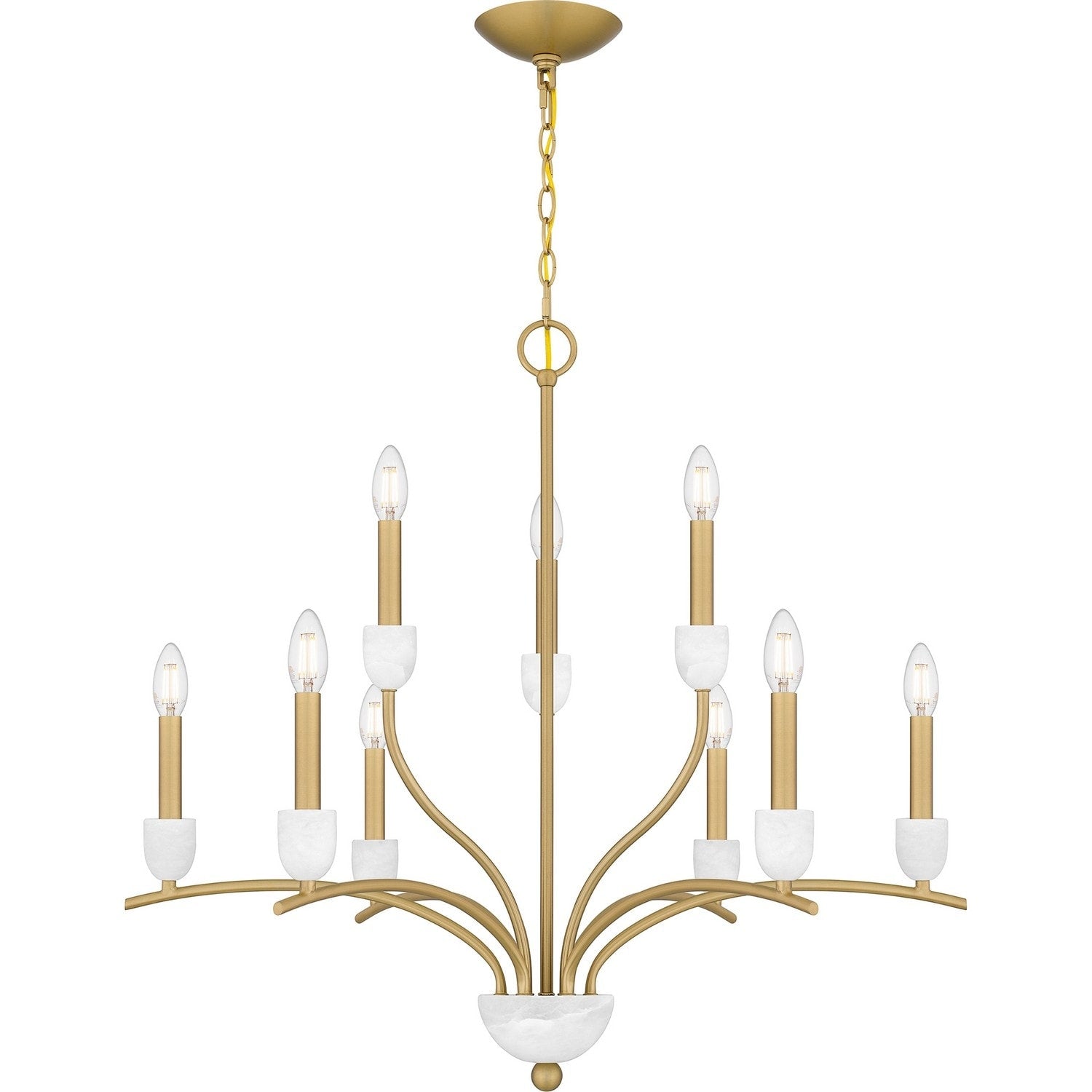 Aged Brass Nine Light Chandelier From The Frida Collection